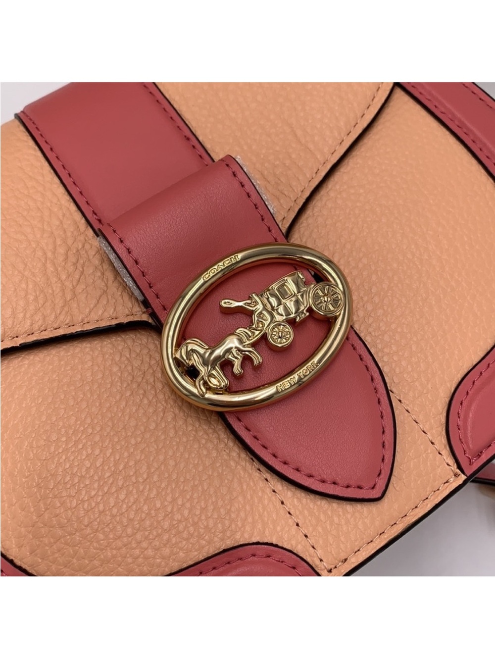 COACH Georgie Saddle Bag In Colorblock COLOR:
Gold/Faded Blush/Taffy - Picture 5 of 16
